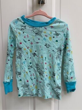 Disney Girls 5 The Little Mermaid Aqua Long-Sleeve Tee Pajama Top Ariel Shirt